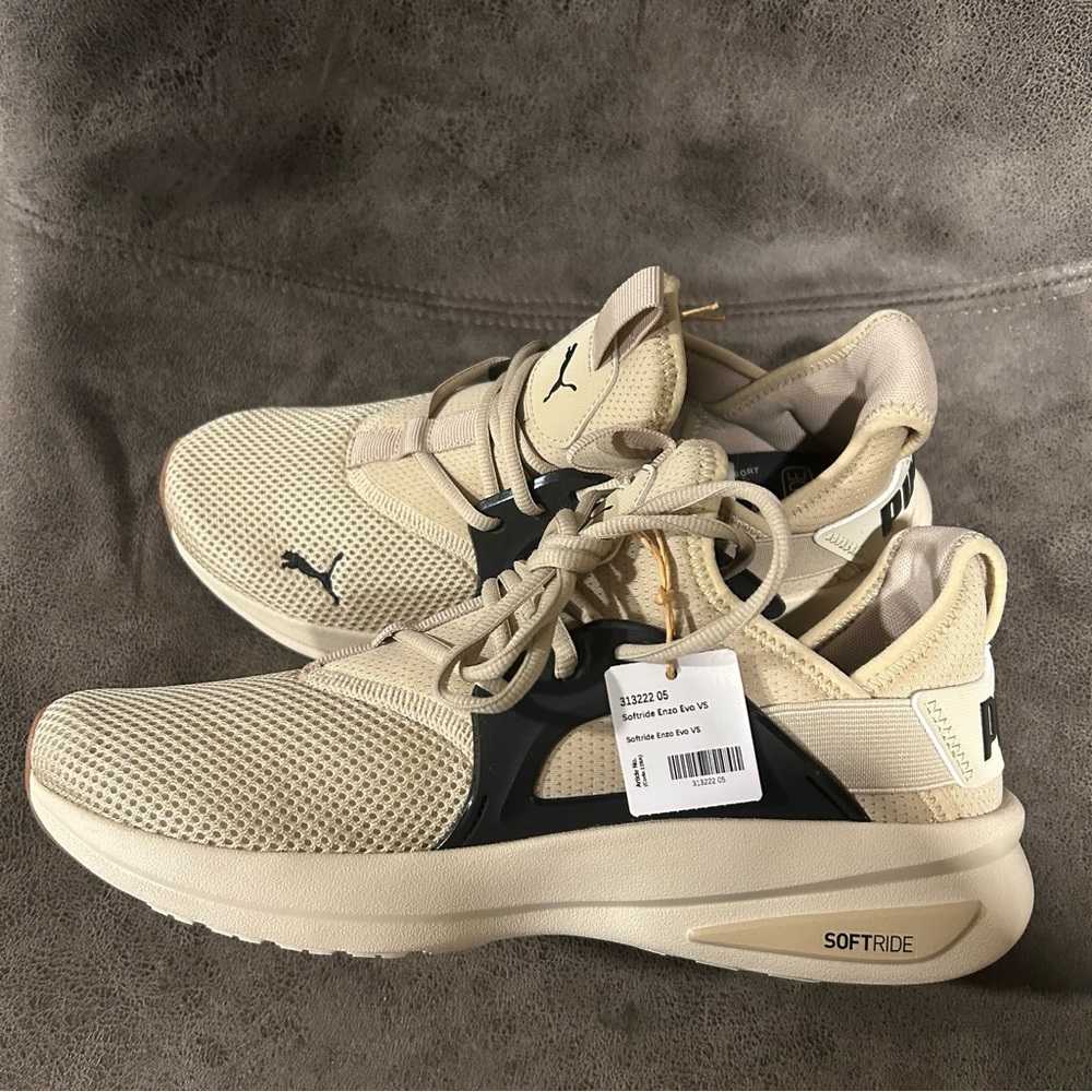 Puma Cream and Black Softride Enzo Sneakers - Picture 2 of 6